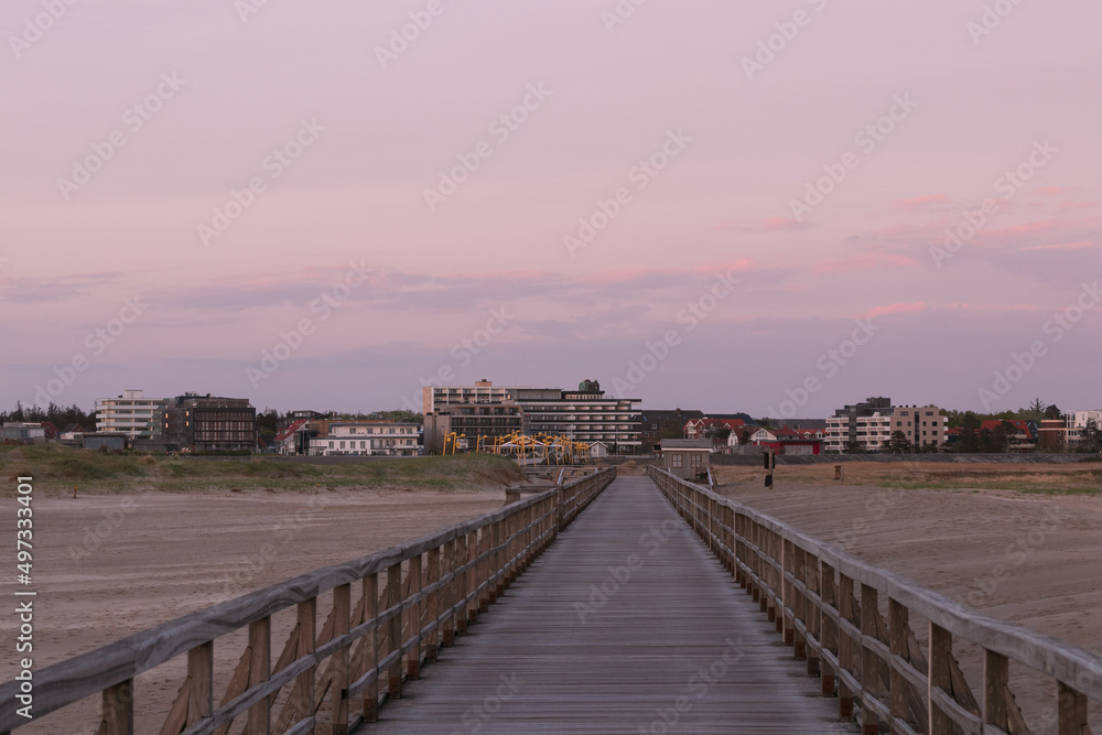 Wooden boardwalk to the popular seaside resort of St. Peter-Ording.