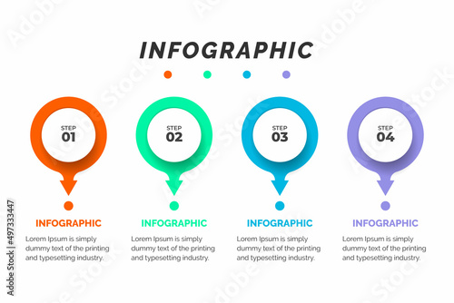 Business data visualization. Process chart. Abstract elements of graph, diagram with steps, infographic template with 4 options. Vector illustration.