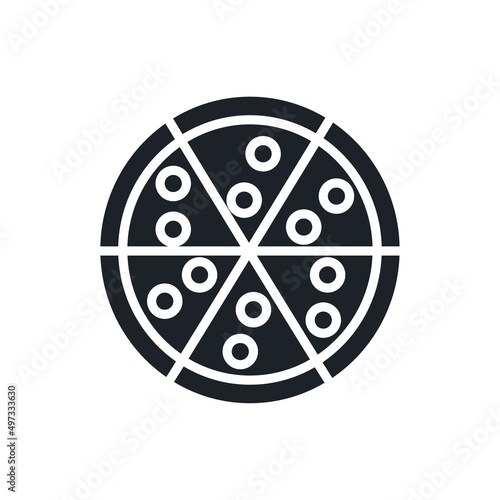 Pizza icon. Fast food and bakery isolated vector silhouettes
