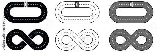 Car Race Track Circuit Clipart Set - Loop and Figure 8
