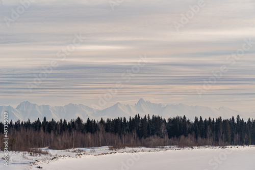 winter landscape in the mountains of the Circumpolar Urals