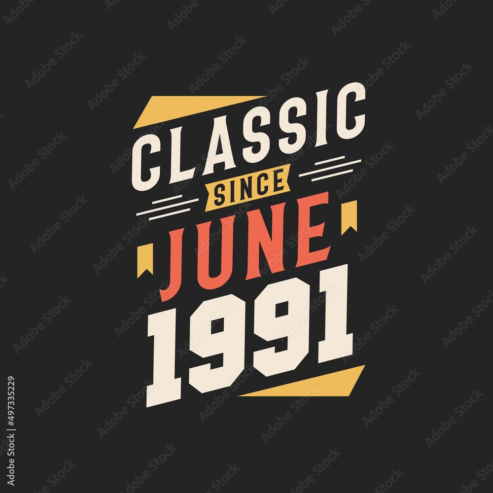 Classic Since June 1991. Born in June 1991 Retro Vintage Birthday