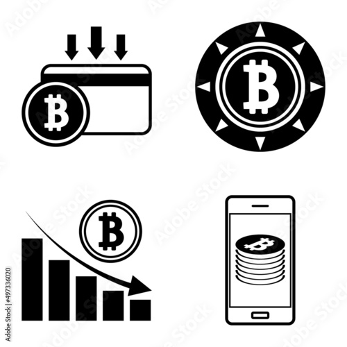 Bitcoins1-2 Flat Icon Set Isolated On White Background