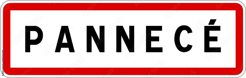 Obraz premium Panneau entrée ville agglomération Pannecé / Town entrance sign Pannecé