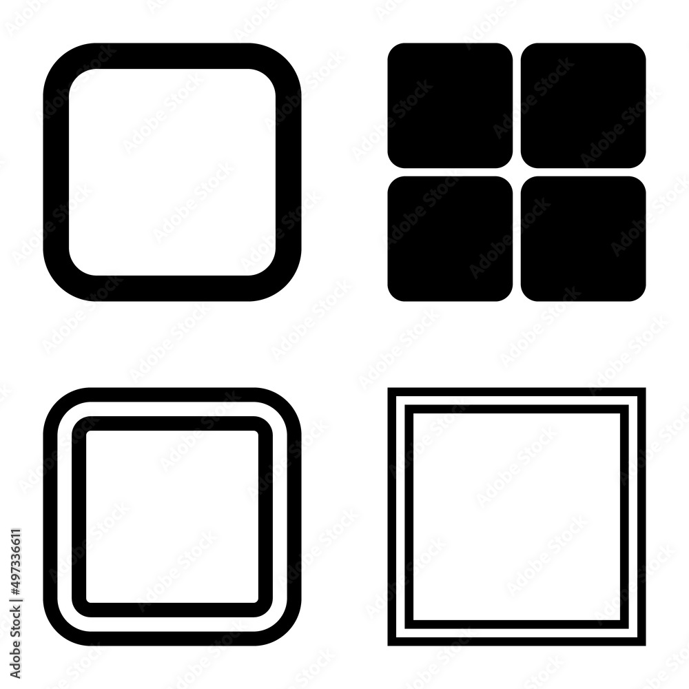 Square Flat Icon Set Isolated On White Background Square Flat Icon Set Isolated On White Background