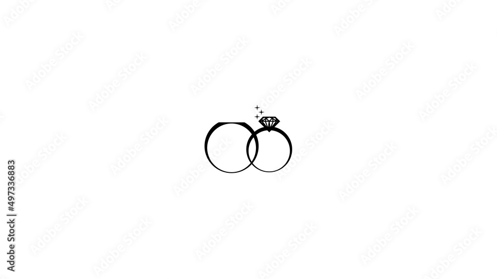 Wedding rings, a pair of rings for the bride and groom. Diamond ring, isolated on white background. Illustration. Wedding rings, a pair of rings for the bride and groom. Diamond ring, isolated on white background. Illustration.
