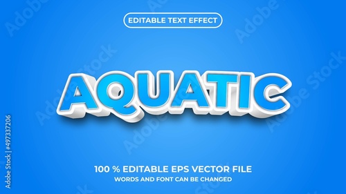 Aquatic text effect template design with 3d style