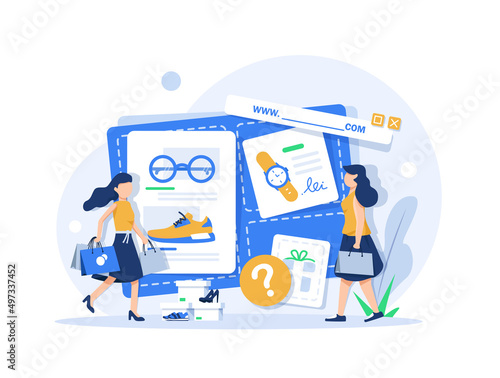 Wallpaper Mural Consumer View, Choose and Buy Fashion Items on Ecommerce Marketplace on Computer Screen,flat design icon vector illustration Torontodigital.ca