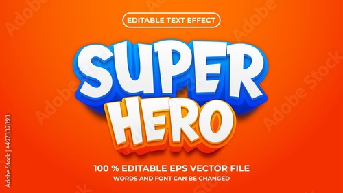 Super Hero text effect template design with 3d style