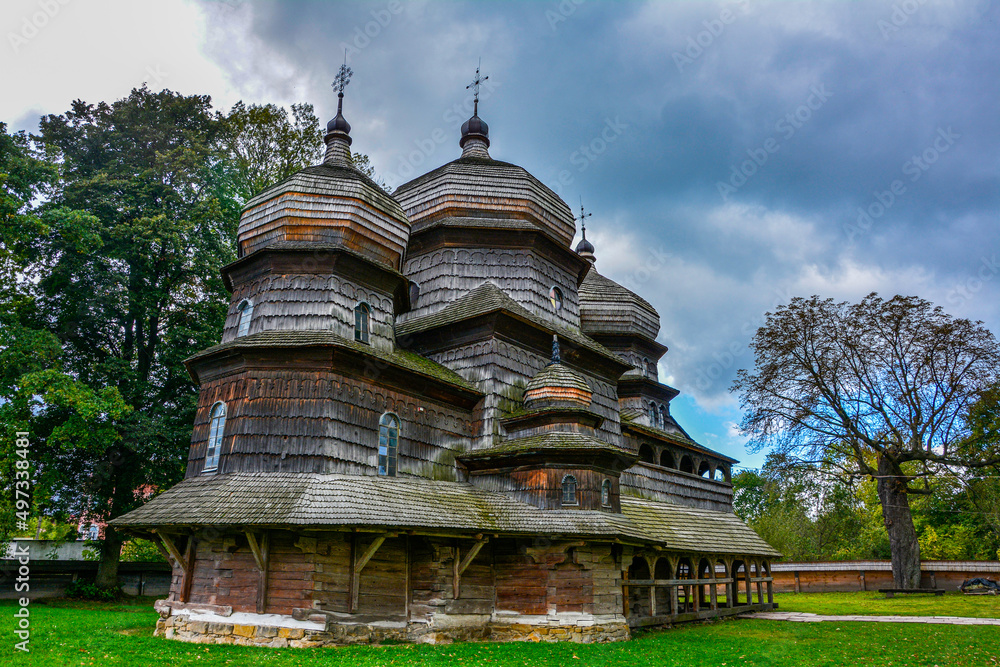 Ancient wooden St. George`s Church in Drohobych, Ukraine . Ancient wooden St. George`s Church in Drohobych, Ukraine .