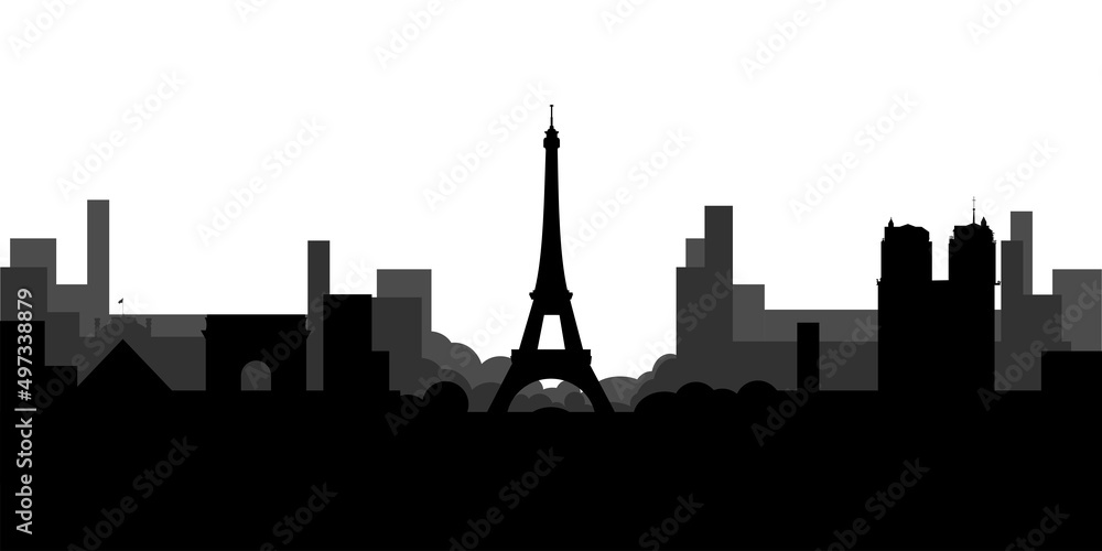 Silhouette of Paris  black and white