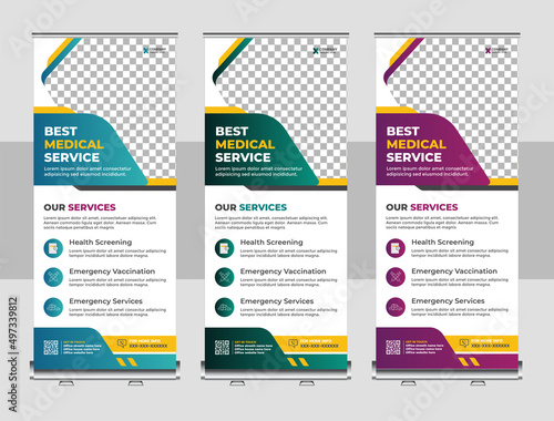 Medical health rollup banner vector design set