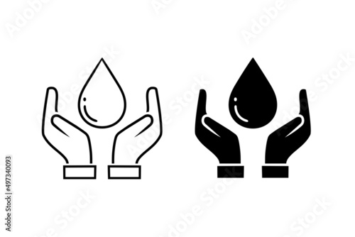 Hands with water drop icon. vector illustration