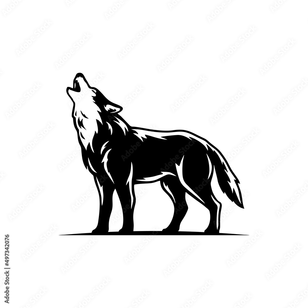 Obraz premium Wolf silhouette logo icon template