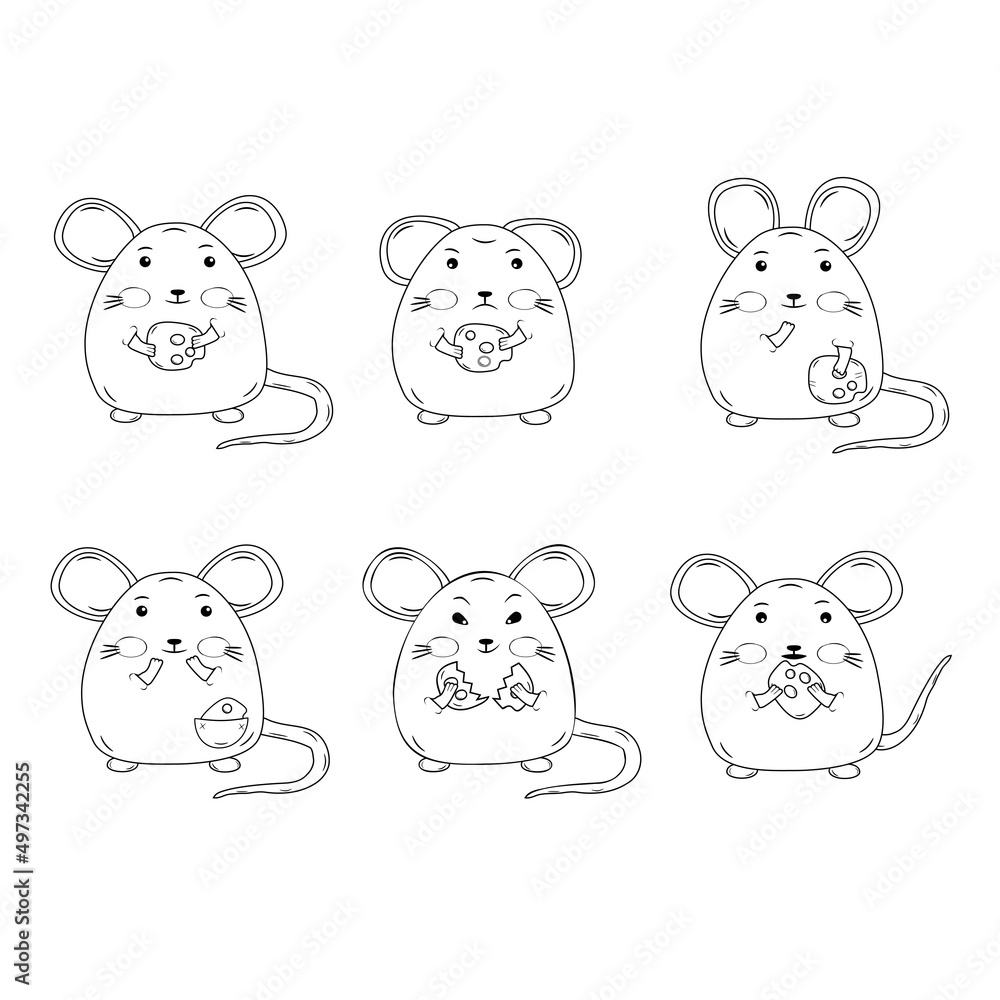 Vector illustration of black and white mice Vector illustration of black and white mice