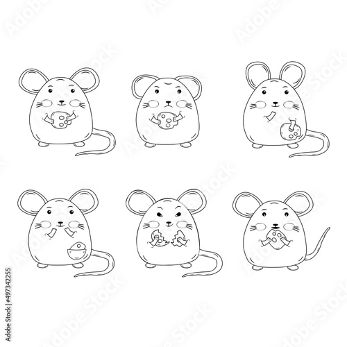 Fototapeta Naklejka Na Ścianę i Meble -  Vector illustration of black and white mice