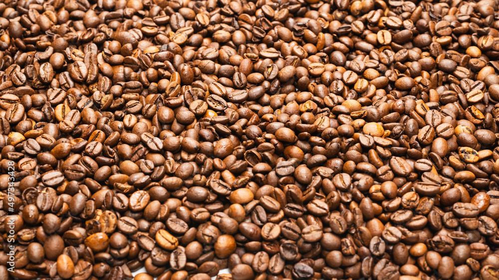 Coffee beans on a white background. Top view. Coffee beans on a white background. Top view.