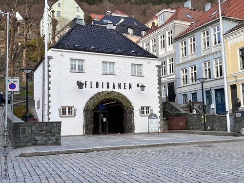 Fløibanen Funicular Tourist attraction Bergen Norway photo