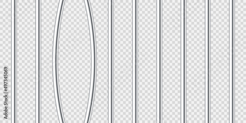 Realistic metal prison bars. Detailed jail cage, prison iron fence. Criminal background mockup. Creative vector illustration.