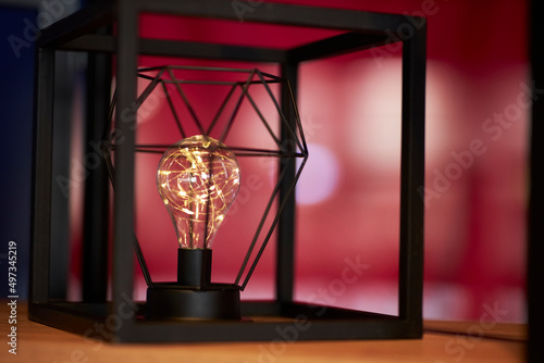 Fotobehang Edison table lamp on a blurred background
