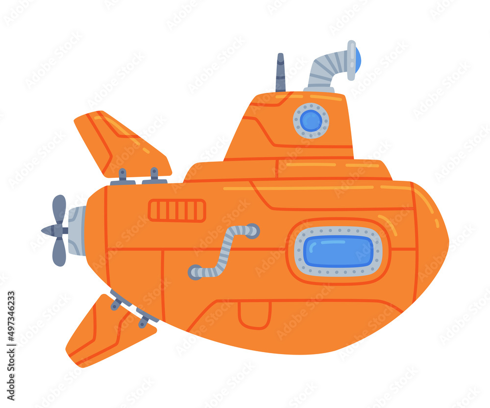 Red Submarine Watercraft Swimming Underwater Vector Illustration Red Submarine Watercraft Swimming Underwater Vector Illustration