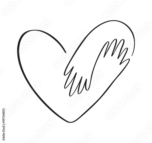 Icon vector hands embracing heart with love logo. Concept idea of donation and help. Stop war in Ukraine. illustration embracing love symbol