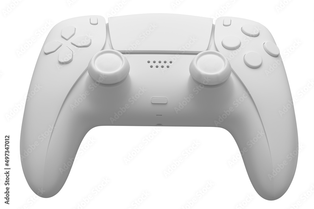 Video game joystick on white monochrome background. Concept of winner awards Video game joystick on white monochrome background. Concept of winner awards