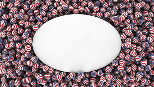 Mockup of hearts with USA flag background with blank copy space to insert text. Scene template for advertising and presentation, 3D illustration
 (ID: 497347482)