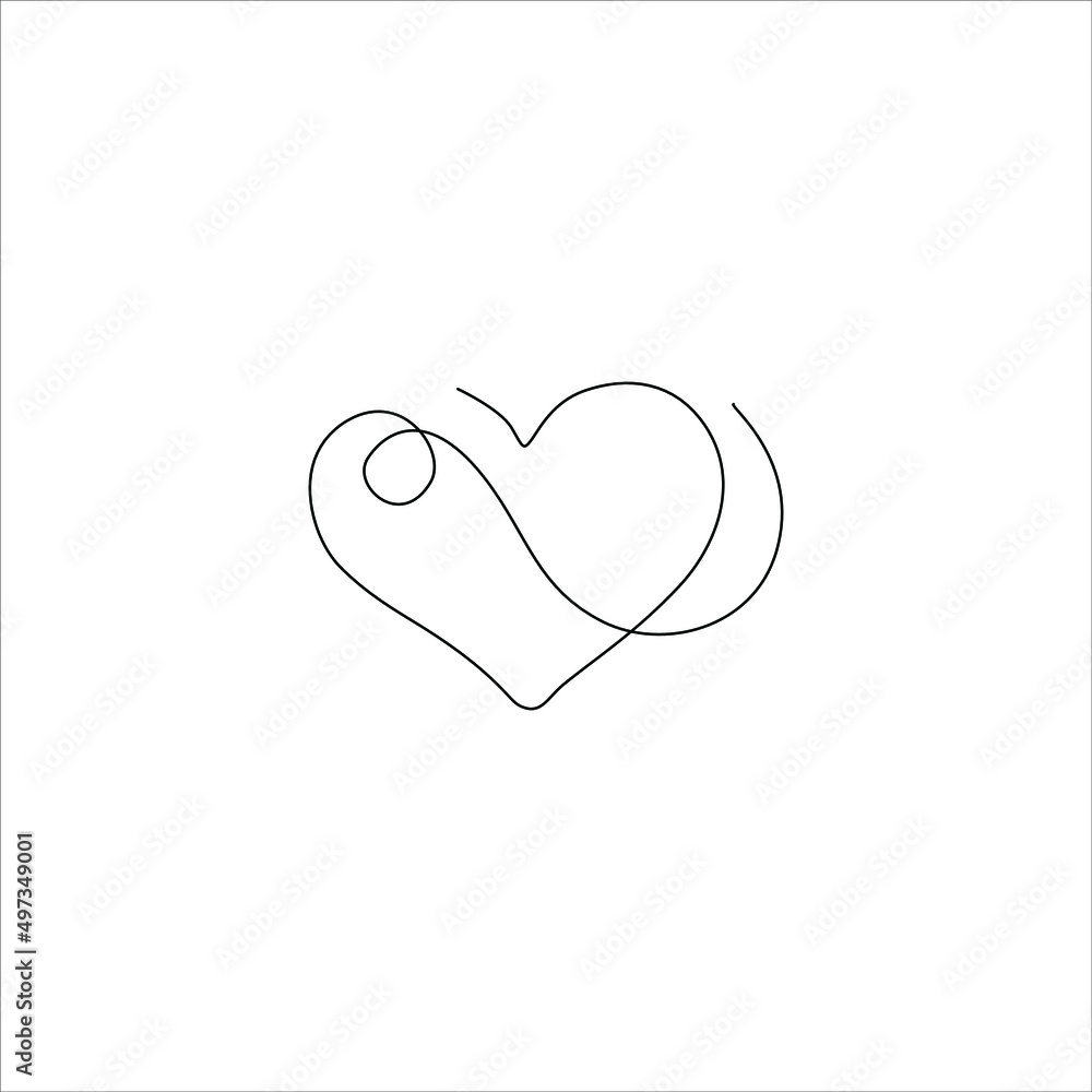 Hearts logo, Love symbol, Valentine's Day, greeting card, continuous line drawing, small tattoo, print for clothes and logo design, heart isolated abstract vector illustration Hearts logo, Love symbol, Valentine's Day, greeting card, continuous line drawing, small tattoo, print for clothes and logo design, heart isolated abstract vector illustration