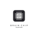 Brain chip Integrated Circuit microchip CPU ai smart chip logo design template for brand or company and other