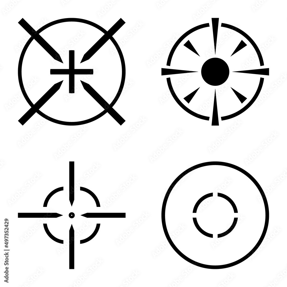 Crosshairs2 Flat Icon Set Isolated On White Background Crosshairs2 Flat Icon Set Isolated On White Background
