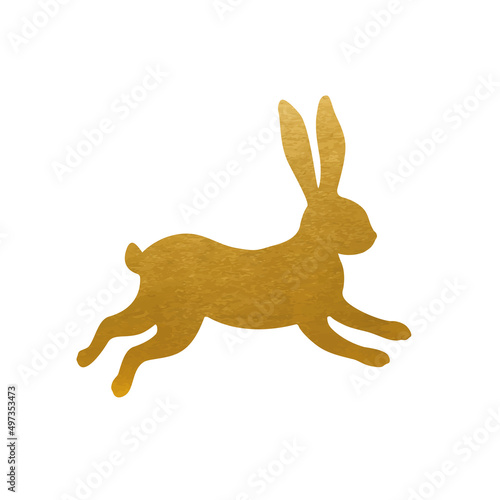 Gold Easter Rabbit - Golden Easter Bunny - Vector illustration