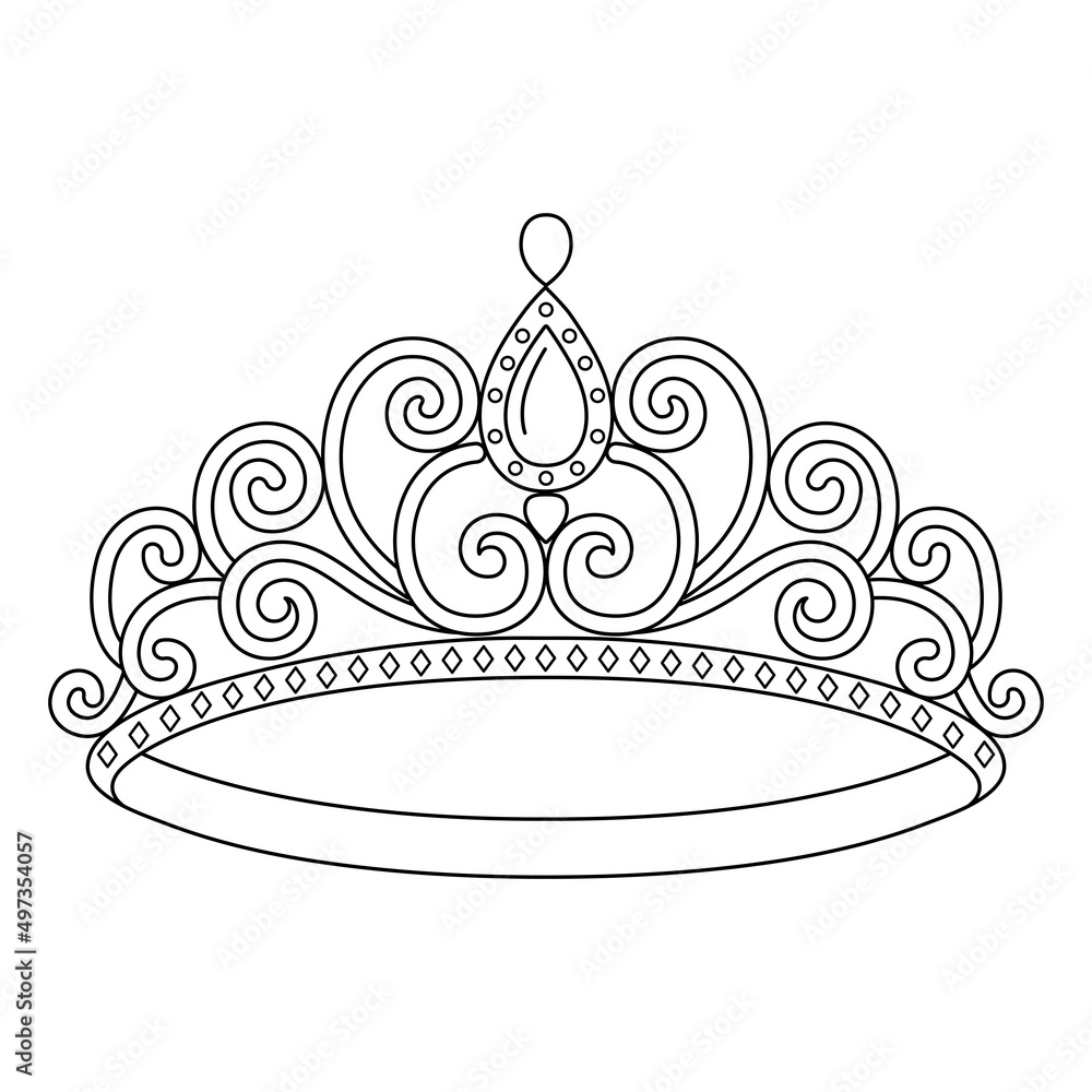 Princess Crown Coloring Page Isolated Stock Vector | Adobe Stock