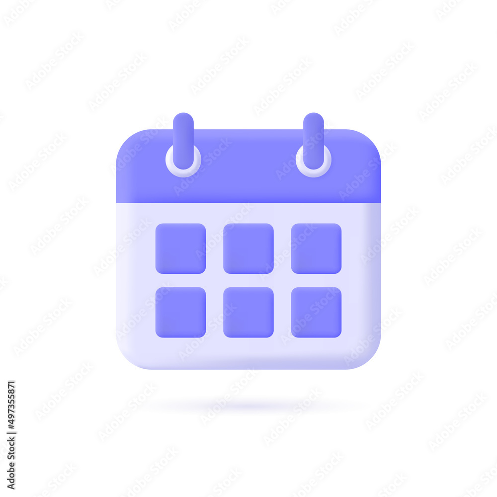 3d calendar icon in minimalistic cartoon style. vector illustration isolated on white background. 3d calendar icon in minimalistic cartoon style. vector illustration isolated on white background.