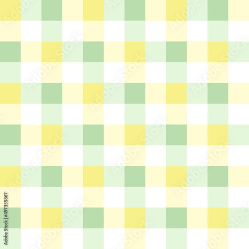 Yellow, green, and white plaid seamless pattern background. Vector illustration.