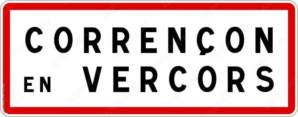 Panneau entrée ville agglomération Corrençon-en-Vercors / Town entrance sign Corrençon-en-Vercors
