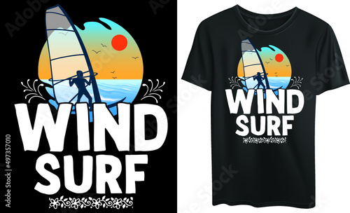 wind surf typography t-shirt design, vintage, surfing, sea, tropical
