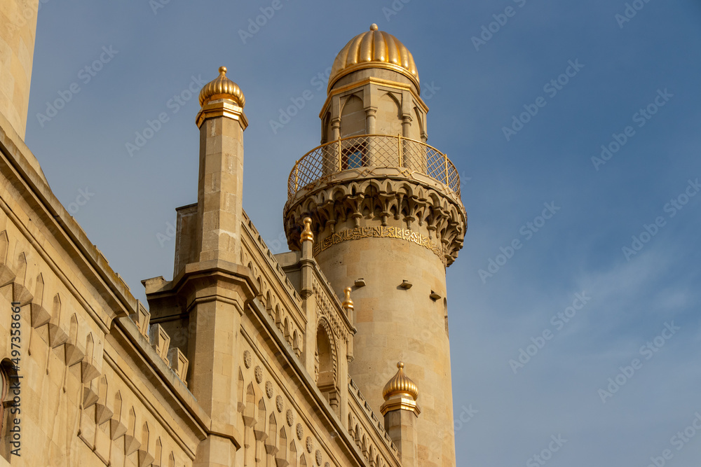 Teze Pir mosque in Baku. Islamic buildings in Azerbaijan.