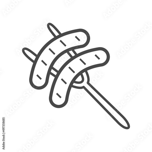 Vector icon of sausage on fork