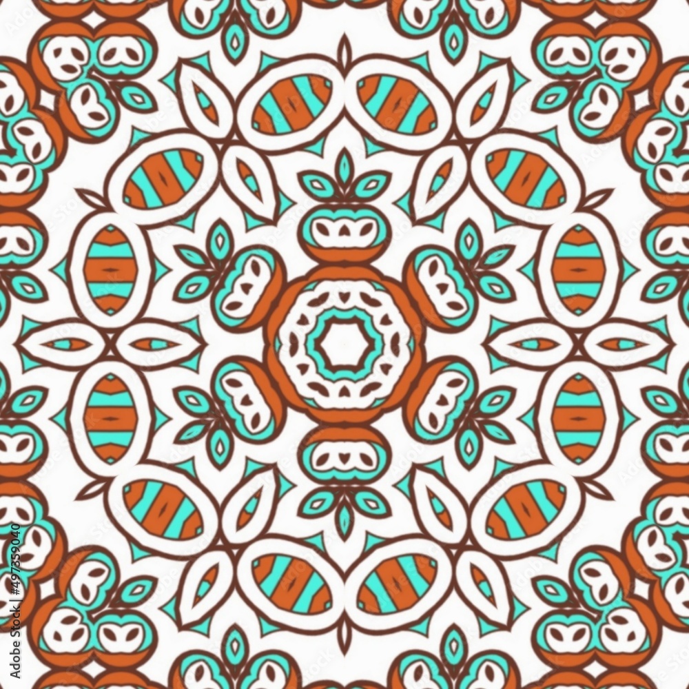 Abstract Pattern Mandala Flowers Art Colorful Blue Turquoise Brown 136 Abstract Pattern Mandala Flowers Art Colorful Blue Turquoise Brown 136