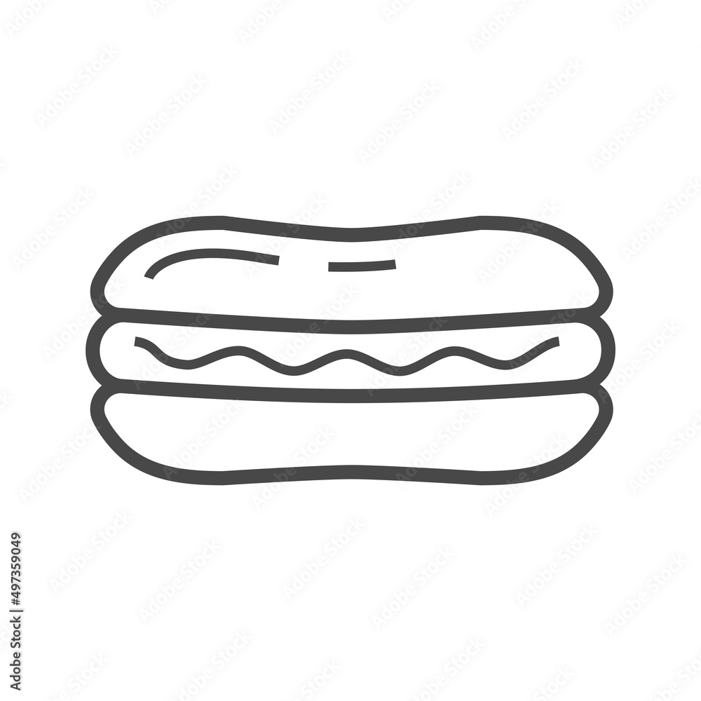 Vector linear icon with hot dog