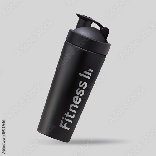 Fitness bottle for gym Mockup. . Vector illustration