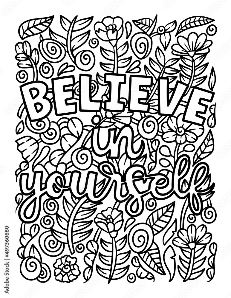 Believe In Yourself Motivational Quote Coloring Believe In Yourself Motivational Quote Coloring