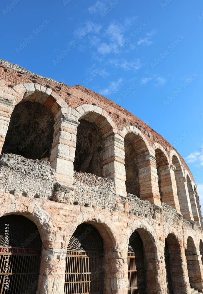 detail of ancient roman amphitheater called ARENA DI VERONA in Northern Italy detail of ancient roman amphitheater called ARENA DI VERONA in Northern Italy
