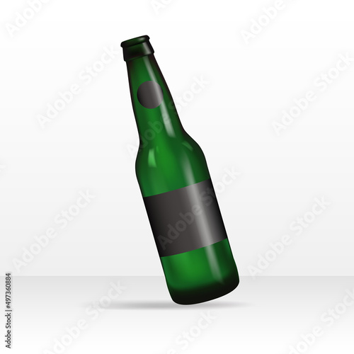 Isolated Green Beer Bottle Mockup. Vector illustration