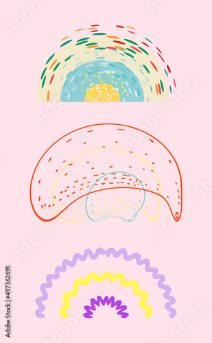 colorful rainbows vector illustration set