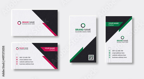Double-sided creative business card design template. Horizontal and vertical layout. Portrait and landscape orientation. Vector illustration business card