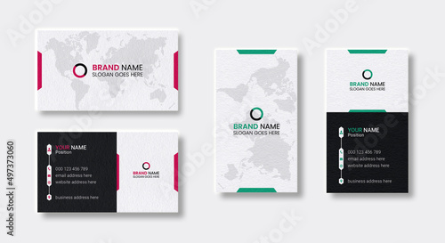 Double-sided creative business card design template. Horizontal and vertical layout. Portrait and landscape orientation. Vector illustration business card