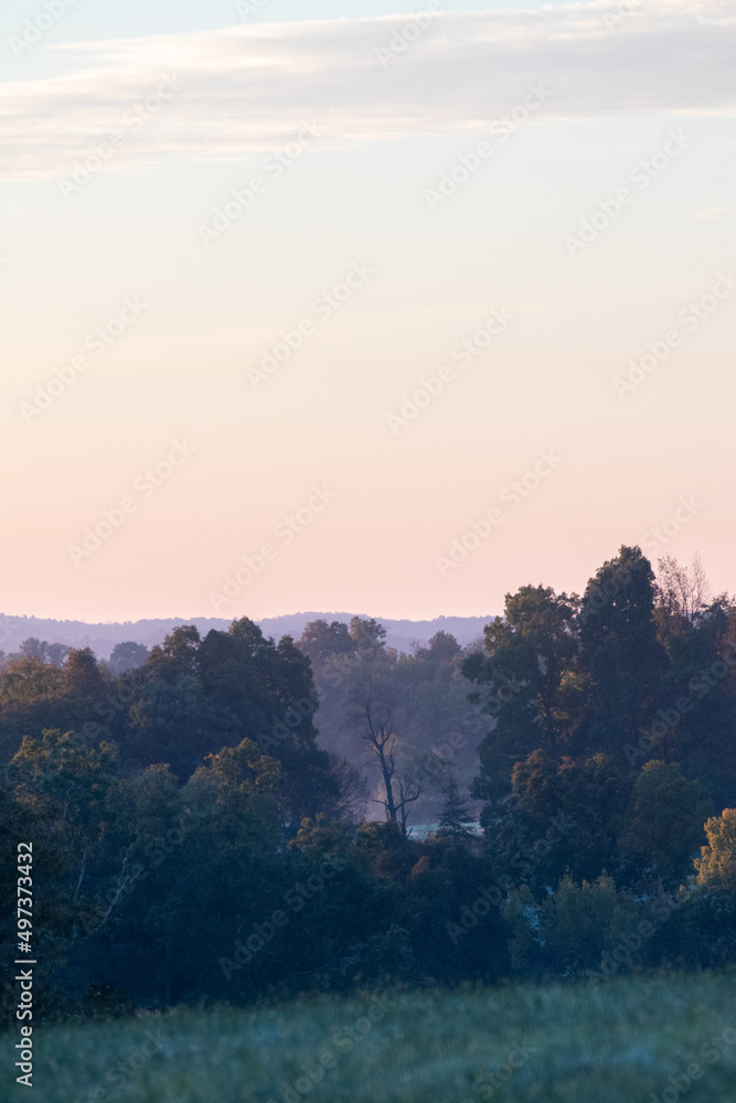 Sunrise Over a Valley Filled with Trees | Amish Country, Ohio