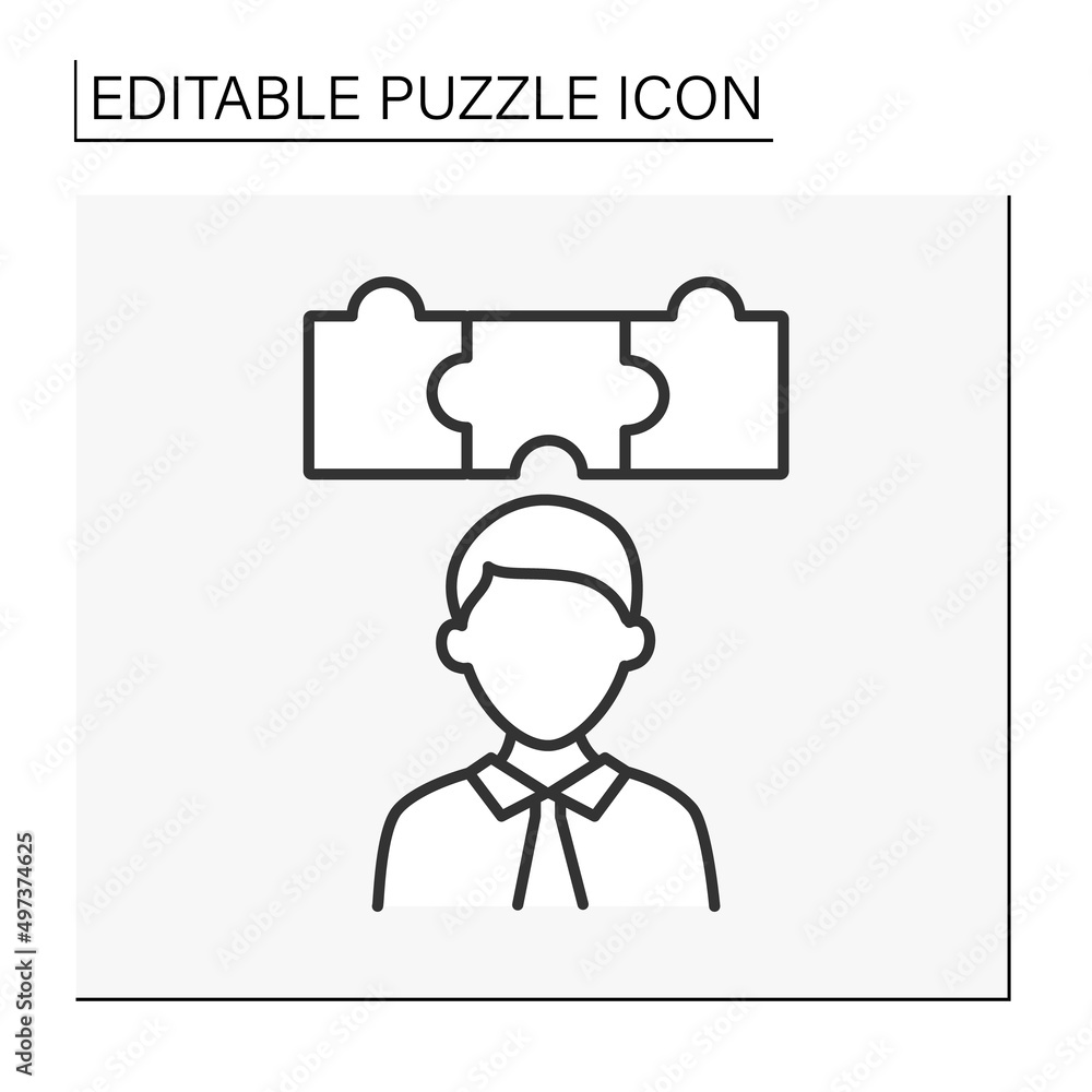 Game line icon. Combination of elements. Overthinking. Intellectual game. Puzzle concept. Isolated vector illustration. Editable stroke Game line icon. Combination of elements. Overthinking. Intellectual game. Puzzle concept. Isolated vector illustration. Editable stroke